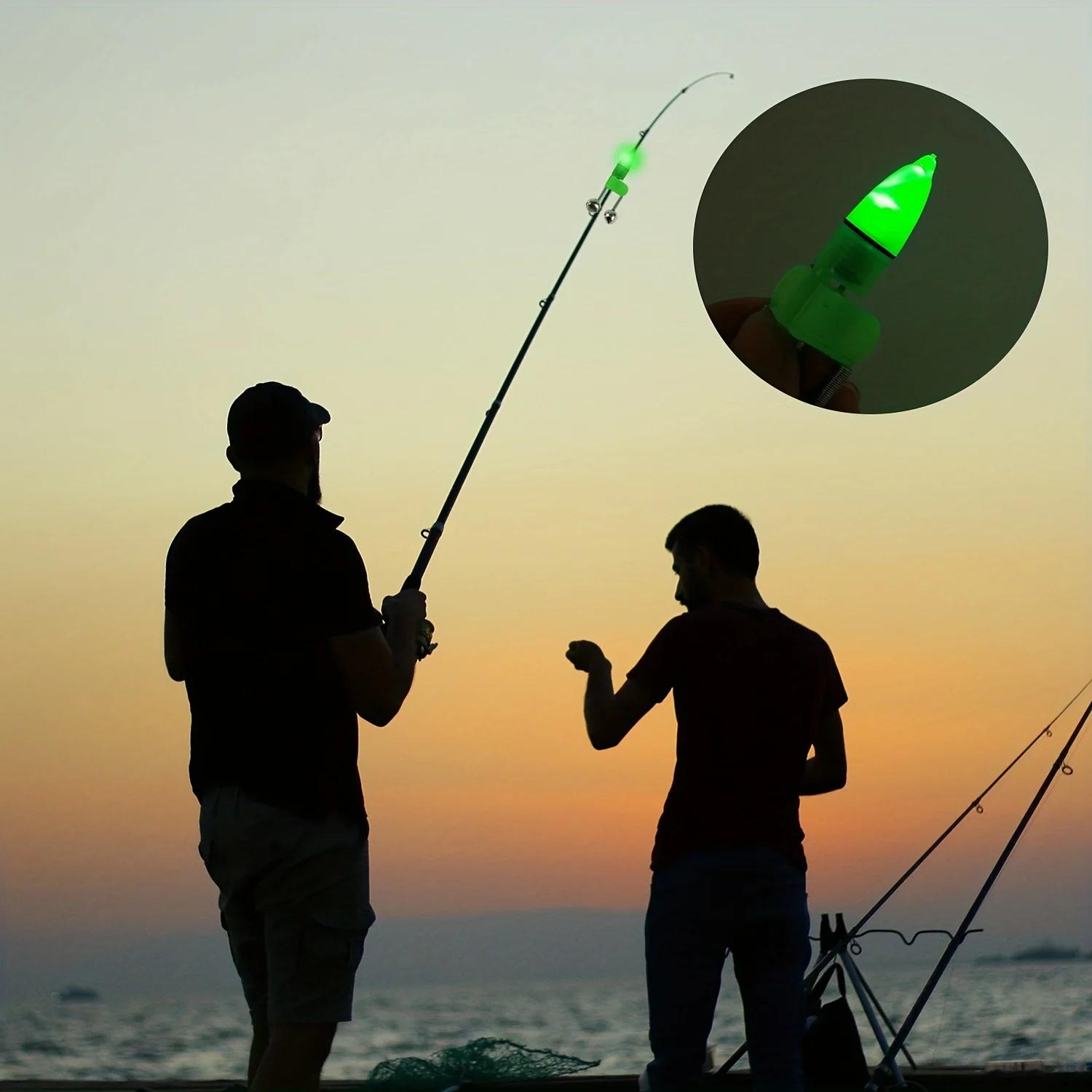 Sonnettes d'alarme de touche LED pour canne à pêche - Indicateur lumineux pour pêche nocturne avec double clochette