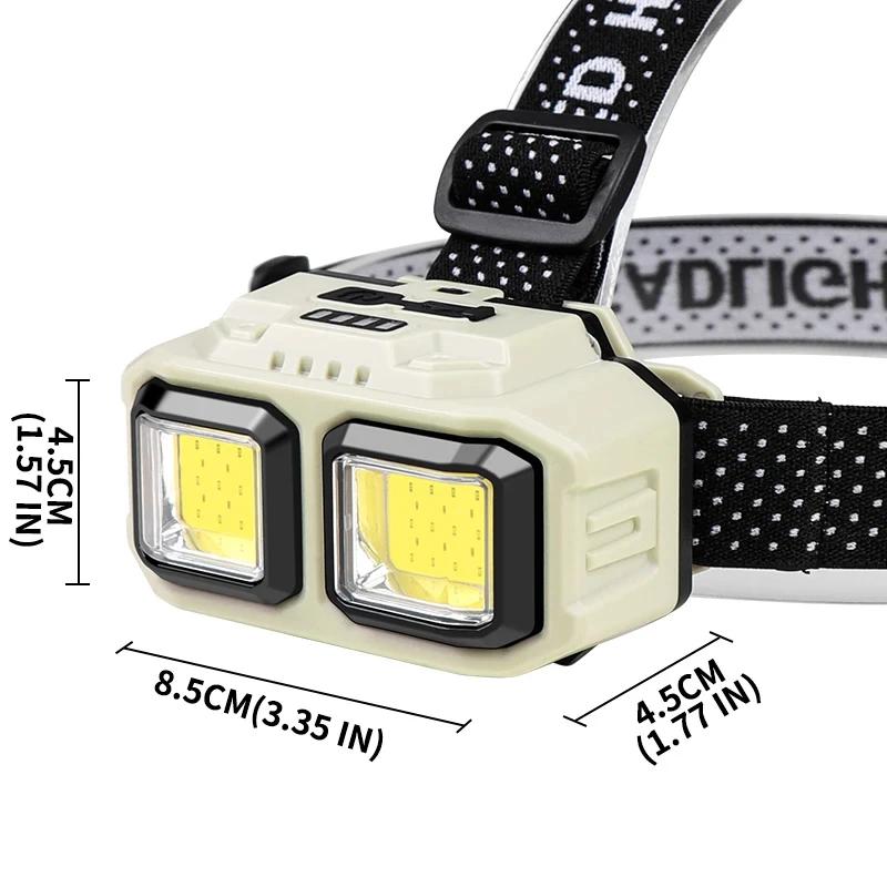 Lampe frontale COB puissante étanche rechargeable USB pour pêche, camping et activités outdoor