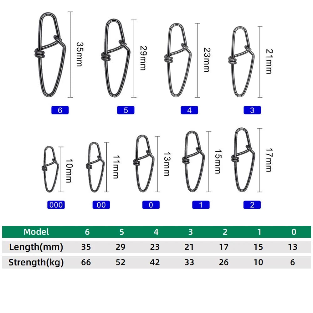 50 clips de pêche rapides pour leurres - Connecteurs en acier inoxydable pour crankbaits et leurres