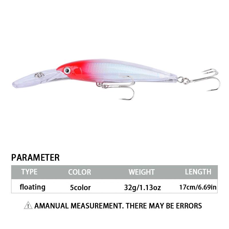 Leurre profond Hengjia 17cm 30g pour brochet et perche - Minnow plongeant benthique pêche carnassier