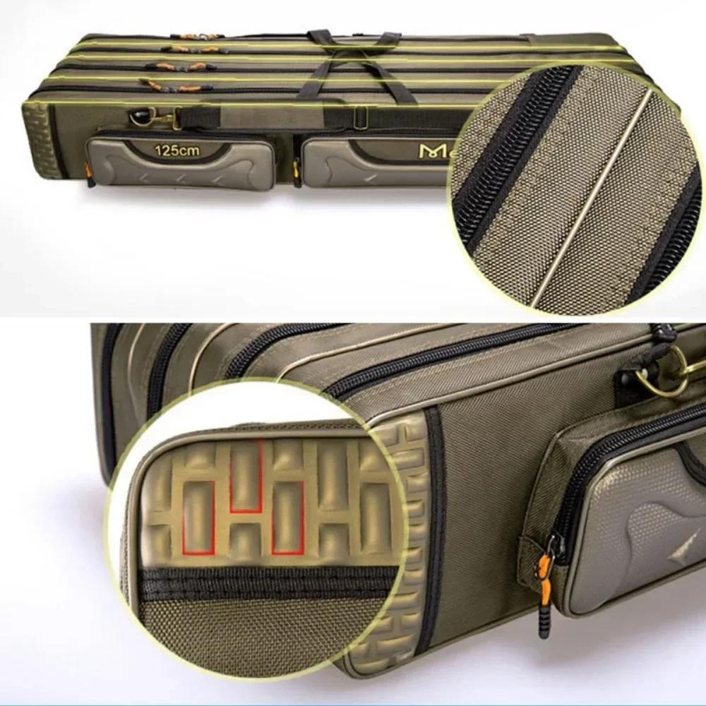Sac canne pêche rigide multifonction 2/3/4 couches 80-130cm : étui rangement équipement Oxford