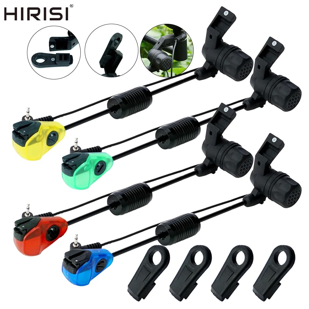 Kit 4 indicateurs de touche LED étanches Hirisi pour pêche de nuit à la carpe - Alarme B2036 avec étui