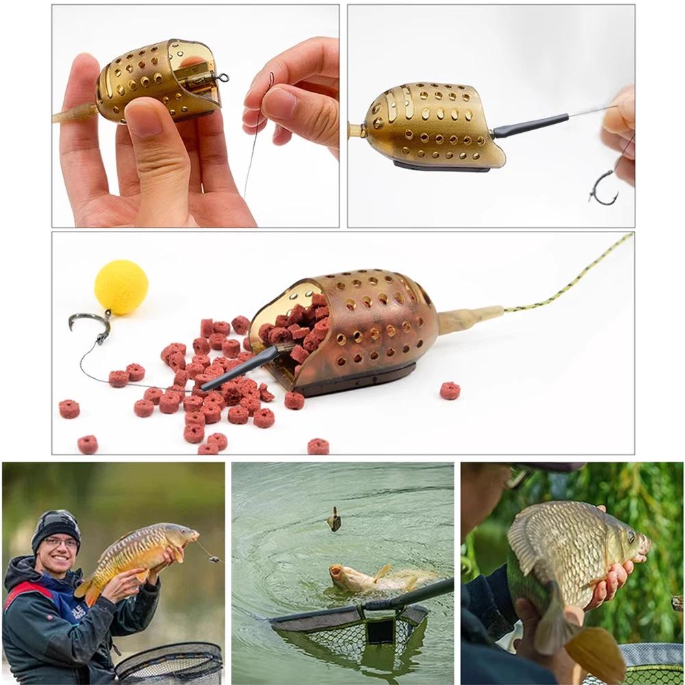 Cage amorce plombée NGB 40g-100g avec montages à cheveu intégrés pour pêche carp au feeder