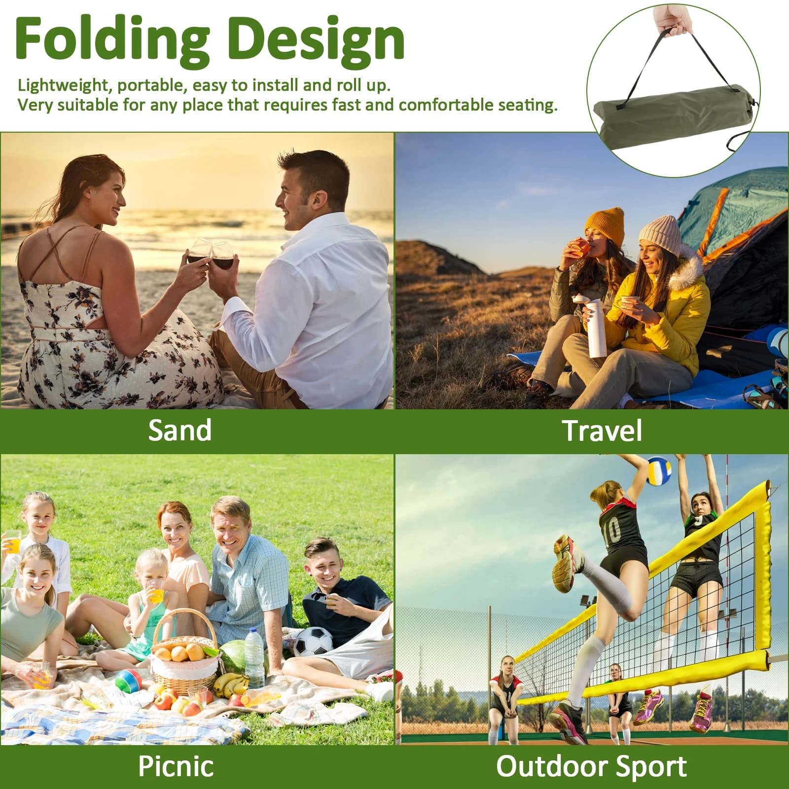 Chaise pliante camping paresseuse avec coussin dossier pêche barbecue plage pique-nique