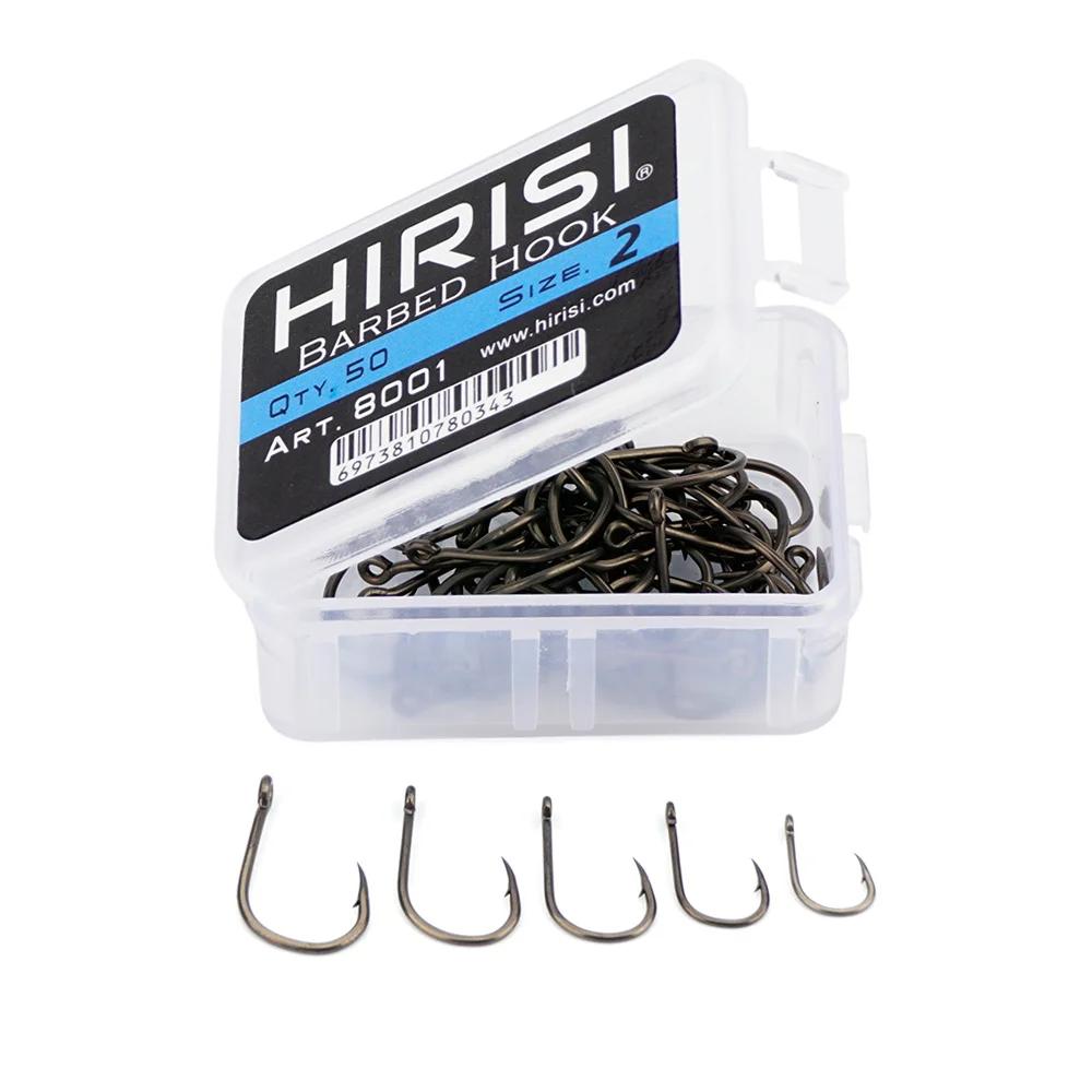 Hameçons de carpe Hirisi 50 pièces à ardillon et revêtement, acier haut carbone, fabrication japonaise