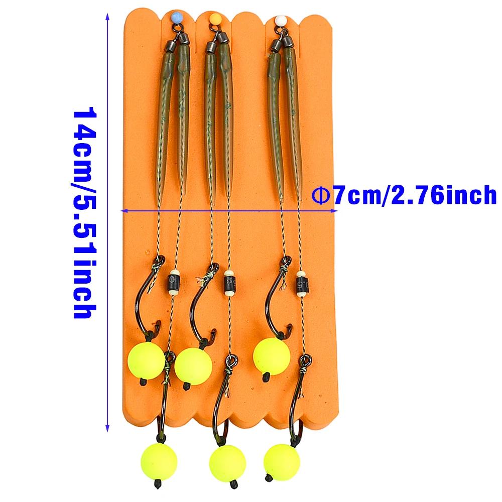 3 sets montages carpe prêts à pêcher hameçons hair size 3#-10# pour pêche de la carpe en étang