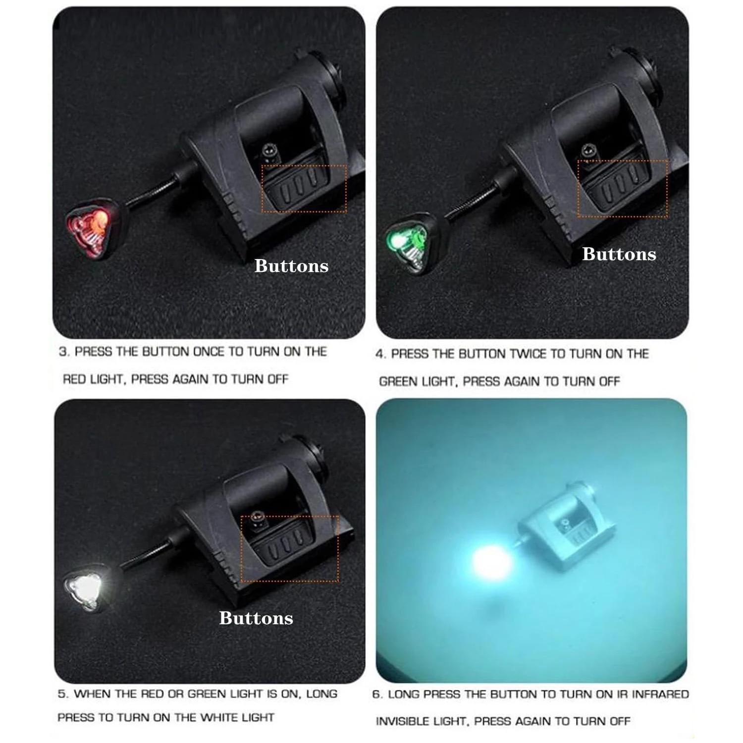 Lampe frontale tactique 3 modes LED pour casque pêche nocturne, chasse et activités outdoor