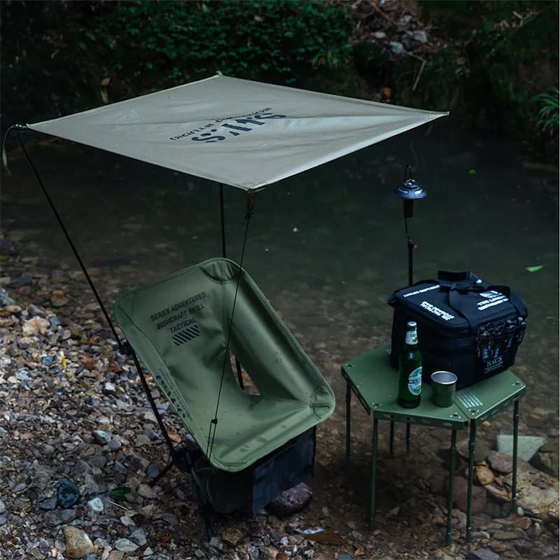 Set chaise pliante avec auvent parasol WELLHIKE pour pêche camping plage portable et ombragé