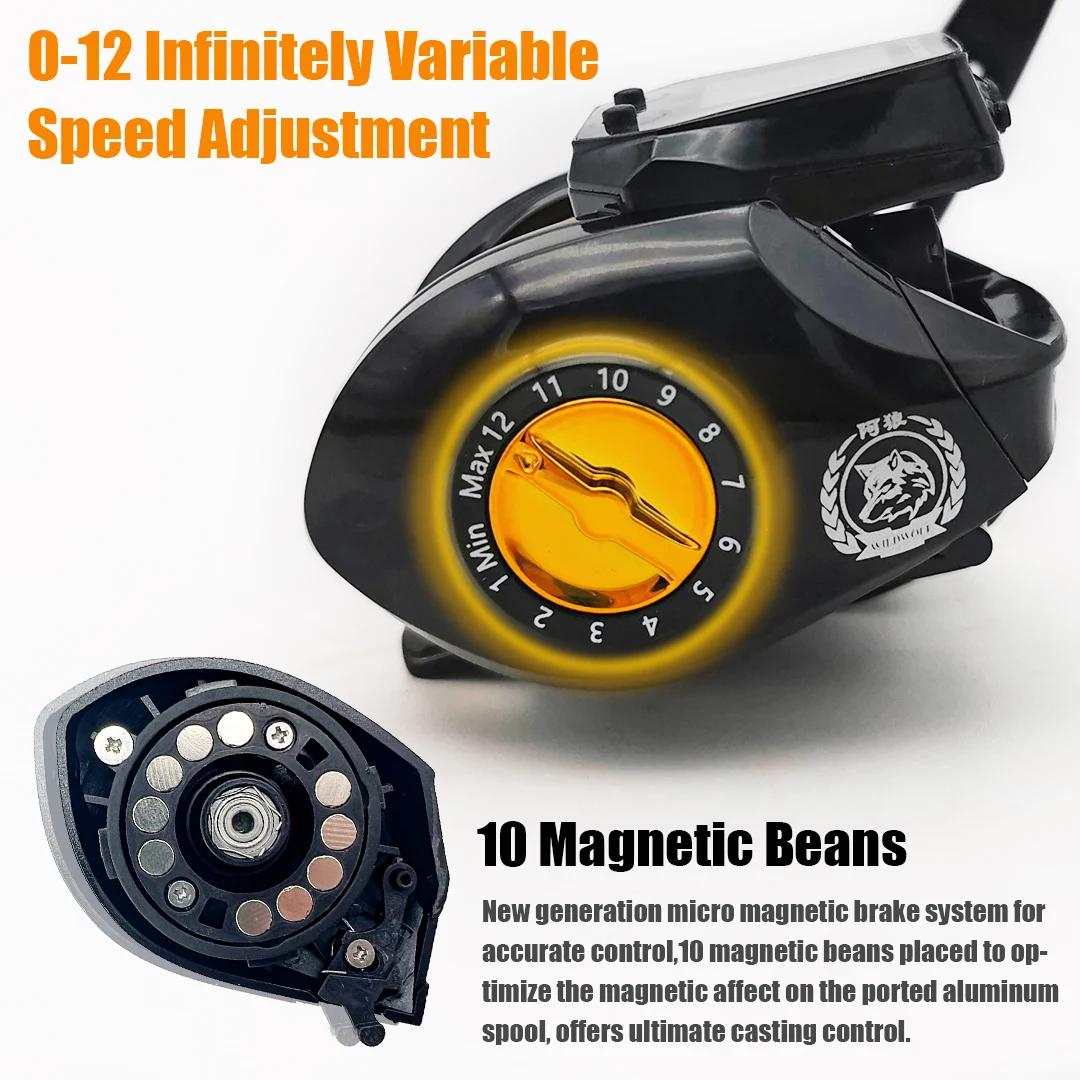 SAMOLLA Baitcasting Fishing Reel Electronic Big Led Screen High Speed 7.2:1 10kg