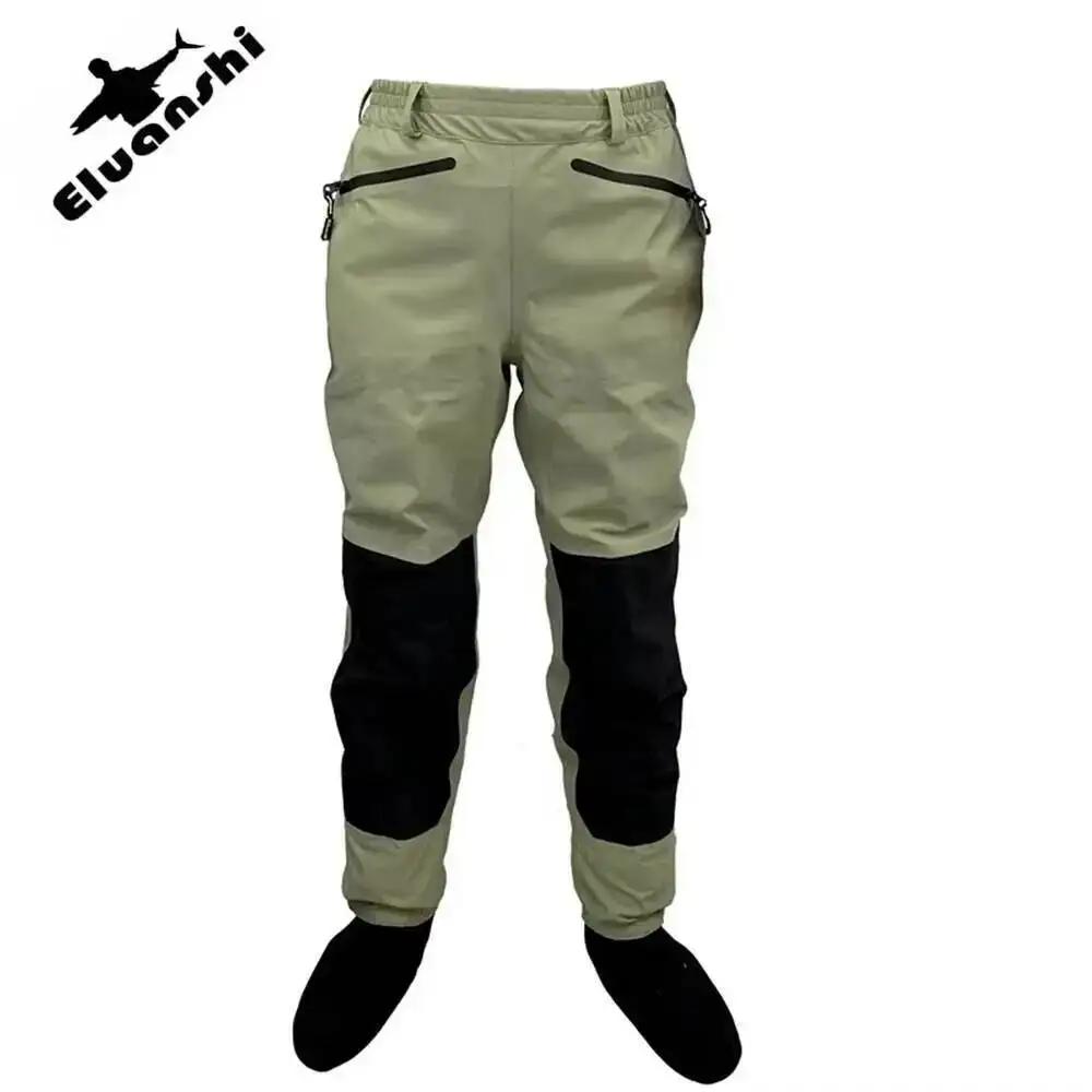 Waders pêche à la mouche ELUANSHI taille hanche plats pieds chaussettes durables hauts pour rivière