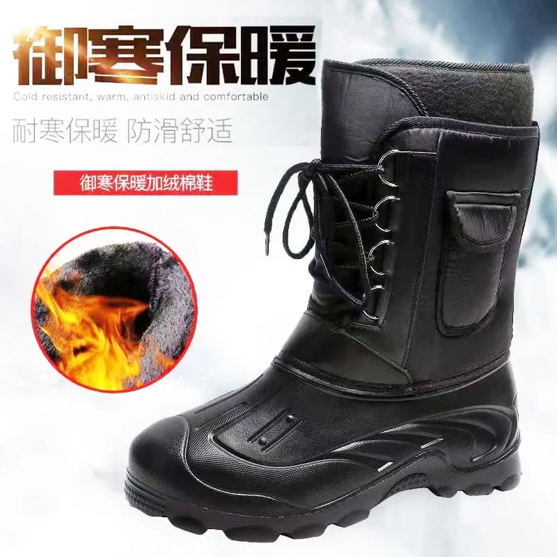 Bottes d'hiver chaudes pour pêche - Chaussures de neige imperméables antidérapantes avec doublure polaire épaisse