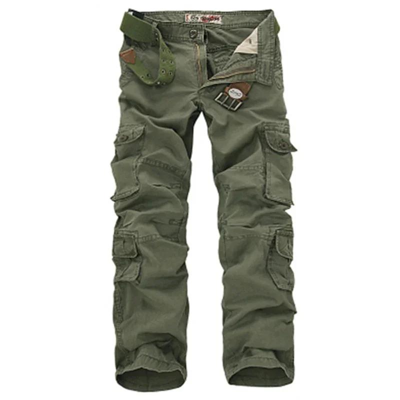 Pantalon cargo mode homme loose coton respirant multi-poches grande taille pêche confort