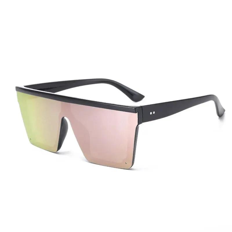 Lunettes de soleil grand cadre one-piece fashion européen américain coloré femmes pêche