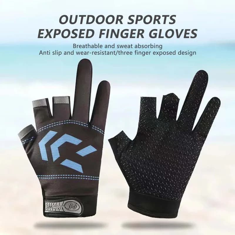 Gants de pêche 3 doigts coupés anti-dérapants respirants protection solaire activités extérieures
