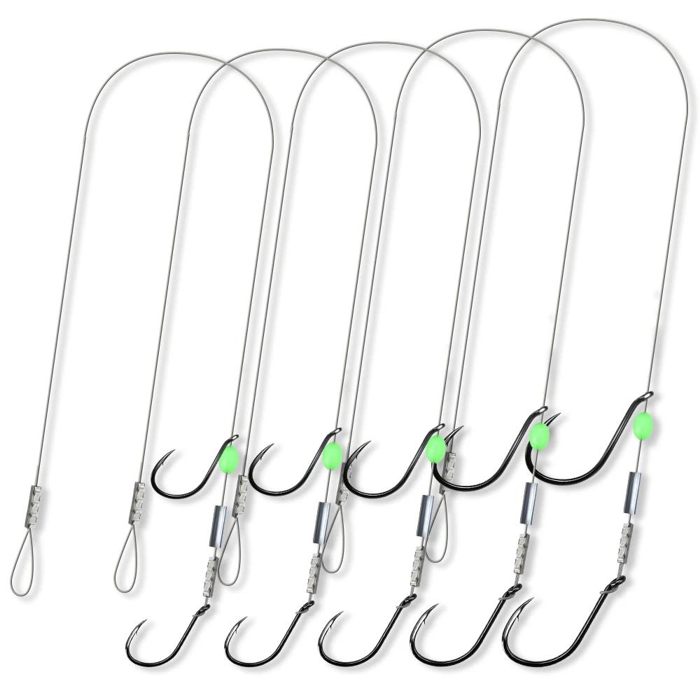 ZYZHE 1pc Stinger Rig pêche avec 49 brins acier double hameçon appât vivant eau douce mer