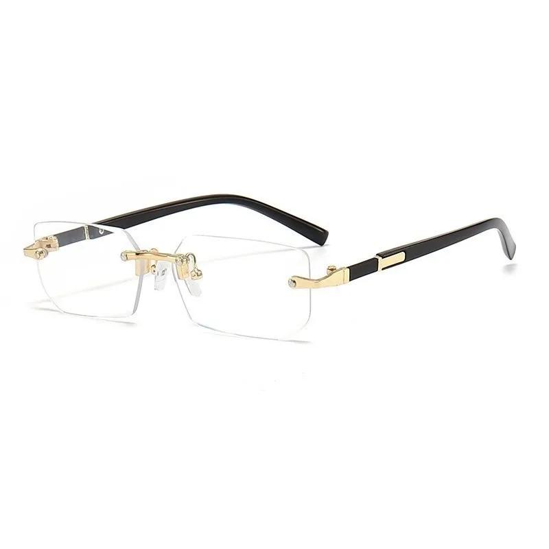 Lunettes de soleil rétro sans monture pour hommes - Design coupé lentille - Modèle frameless tendance
