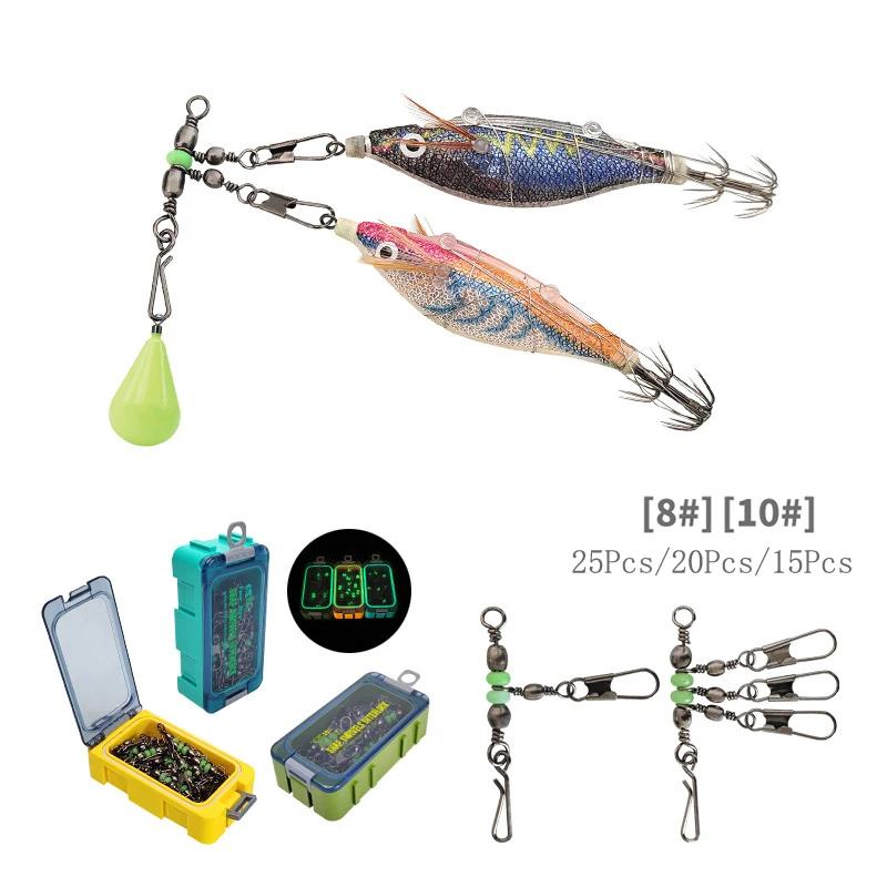 Leurre calmar lumineux avec émerillon roulement - Accessoire pêche nocturne connecteur solide