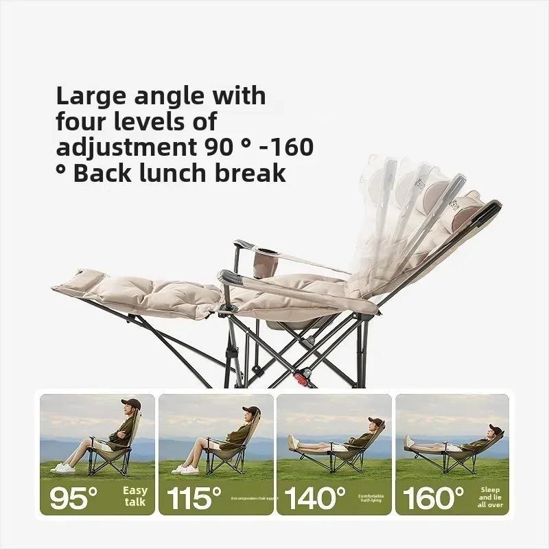 Chaise de pêche inclinable portable avec dossier réglable - Siège rembourré pour plage, camping et voyage
