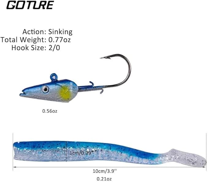 Leurres souples Goture 11cm 22g avec tête plombée - Wobbleurs pour eau douce et mer