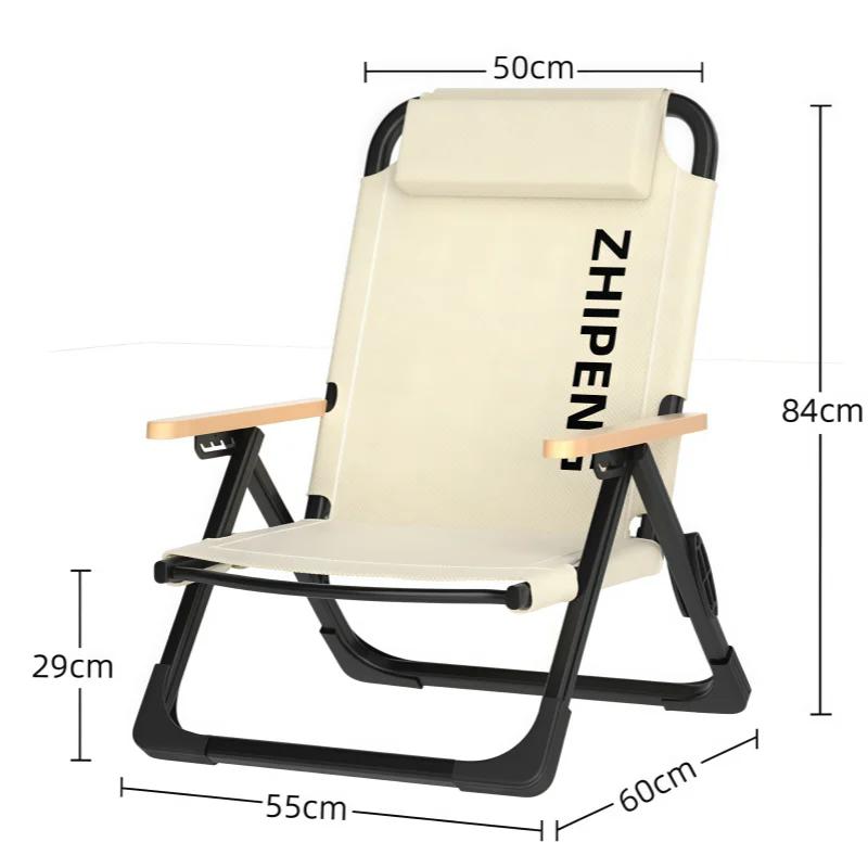 Chaise de pêche réglable avec coussins amovibles pour camping, plage et randonnée