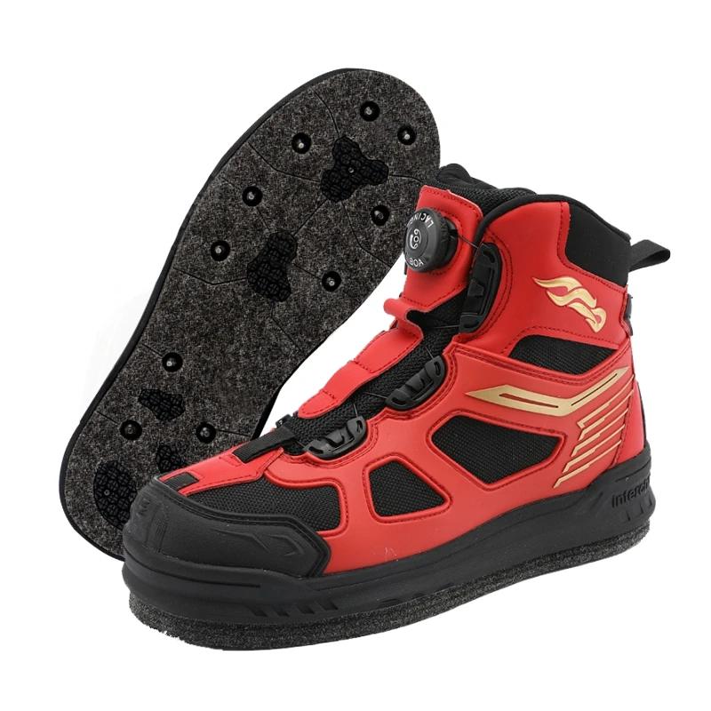 Bottes de pêche imperméables antidérapantes adultes noires à semelle feutre pour pêche à la mouche