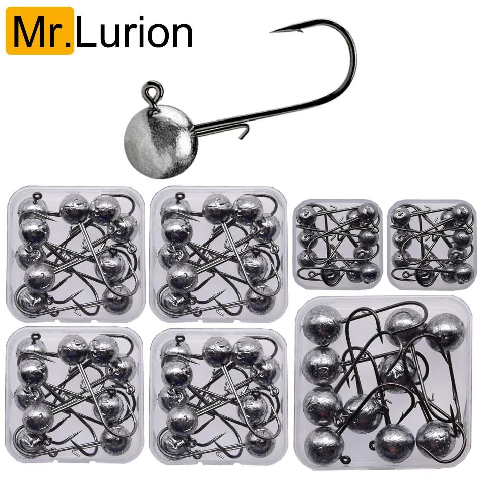 Hameçons jig MrLurion 2g-20g tête ronde acier carbone pour leurres souples - Matériel pêche carnassiers