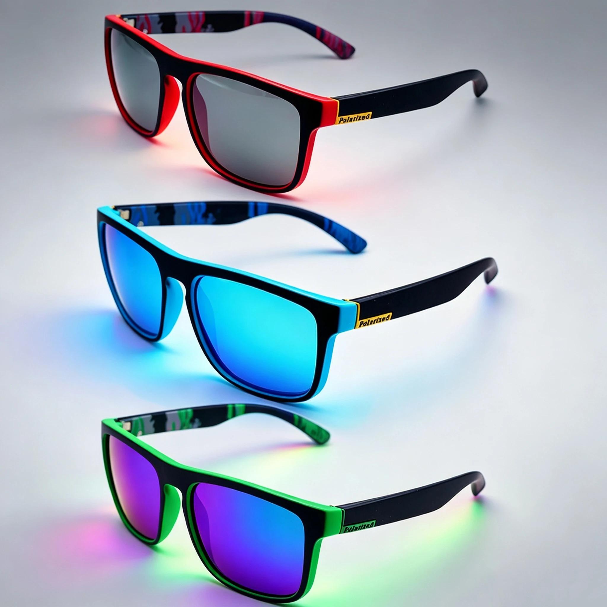 Lunettes de pêche polarisées sport - Cadre carré métal - Personnalisables hommes femmes