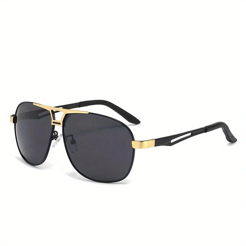 Lunettes pilote gradient fashion pour hommes - Grande monture anti-reflets UV400 - Style luxe pêche