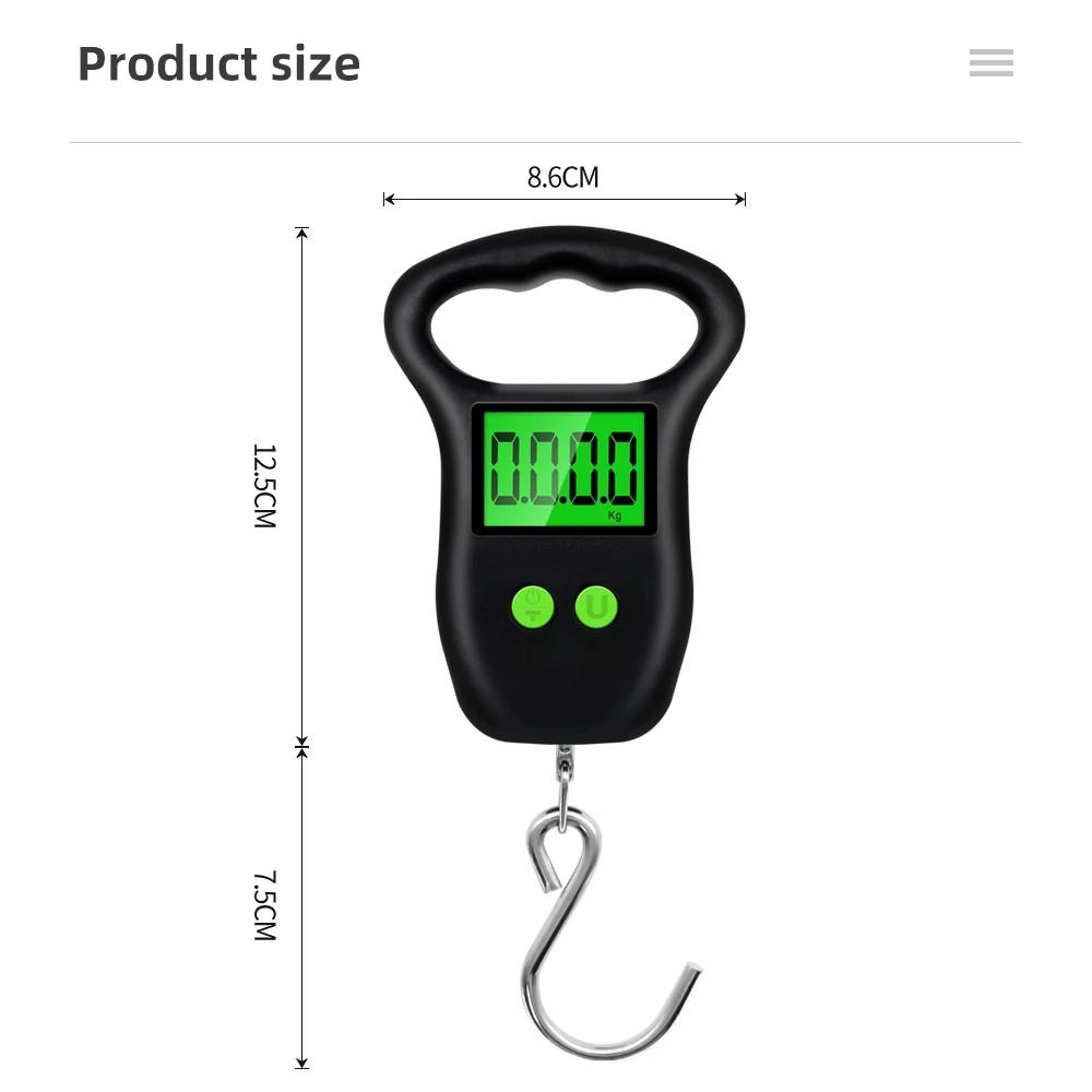 Pèse-personne à crochet numérique portable 50Kg précision 10g pour pêche bagages pesée précise électronique