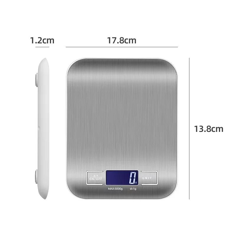 Balance de cuisine digitale 5kg 1g étanche - Pèse-aliments pêche multifonction en acier inoxydable LCD