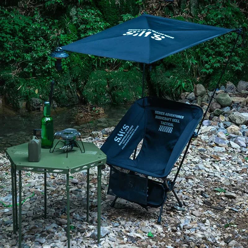 Set chaise pliante avec auvent parasol WELLHIKE pour pêche camping plage portable et ombragé