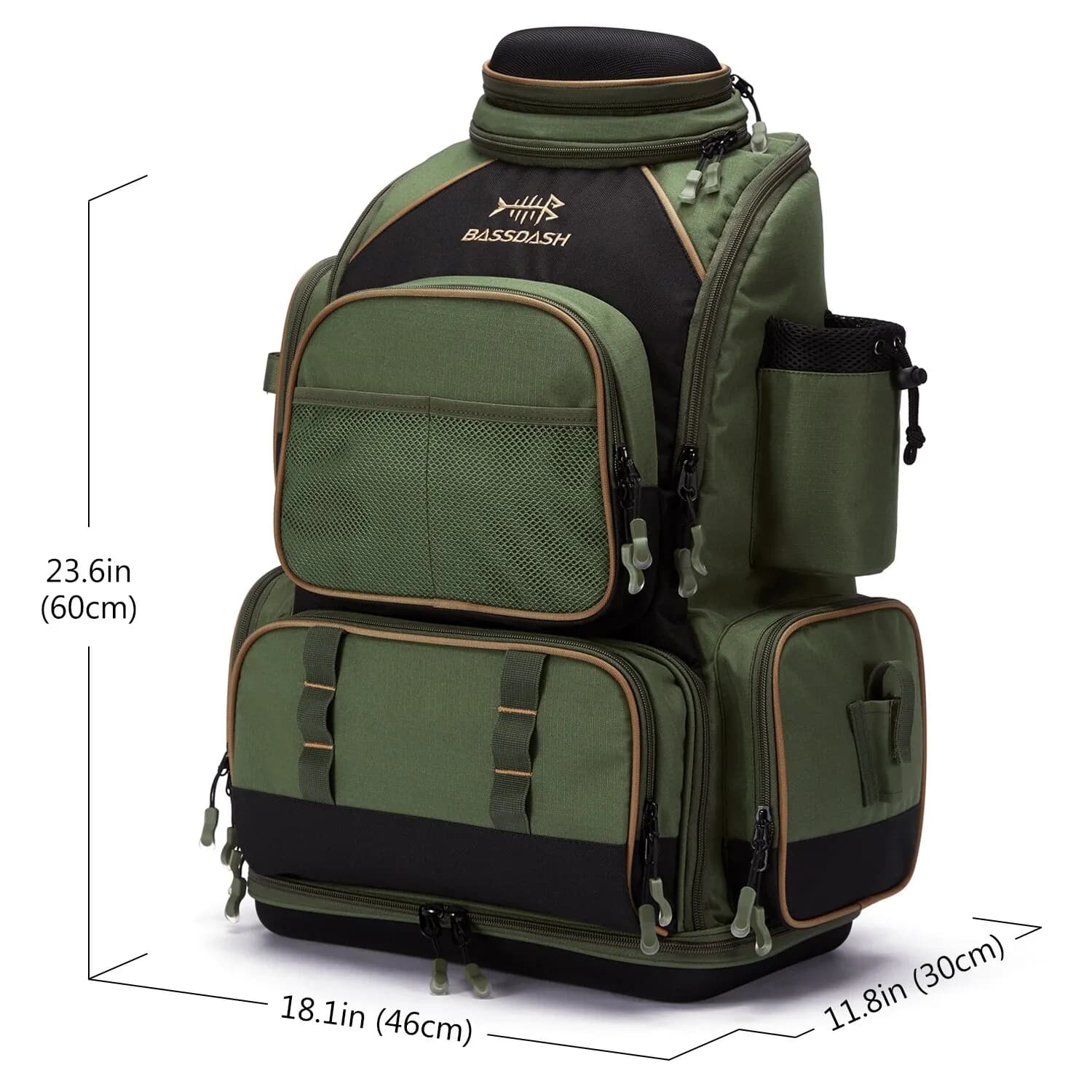 Sac à dos tactique léger Bassdash avec housse de pluie - Boîte à pêche souple multifonction
