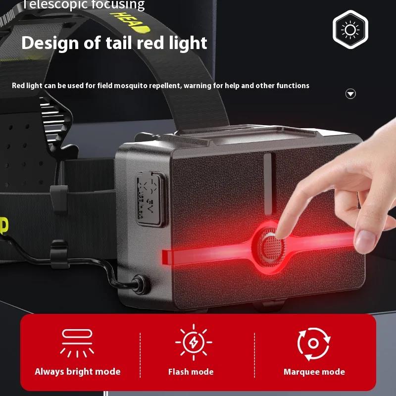 Lampe frontale LED XHP360 ultra puissante rechargeable USB pour pêche nocturne et camping