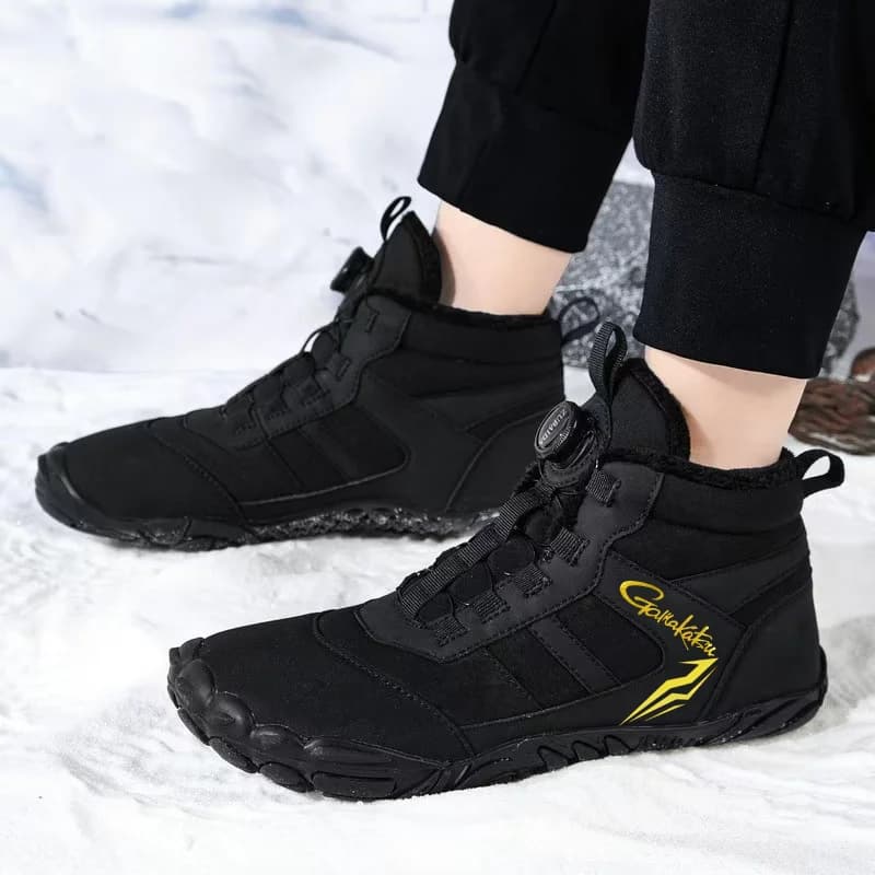 Chaussures de pêche hiver 2024 Gamakatsu étanches et chaudes - Bottes neige antidérapantes avec doublure polaire et fermeture spirale