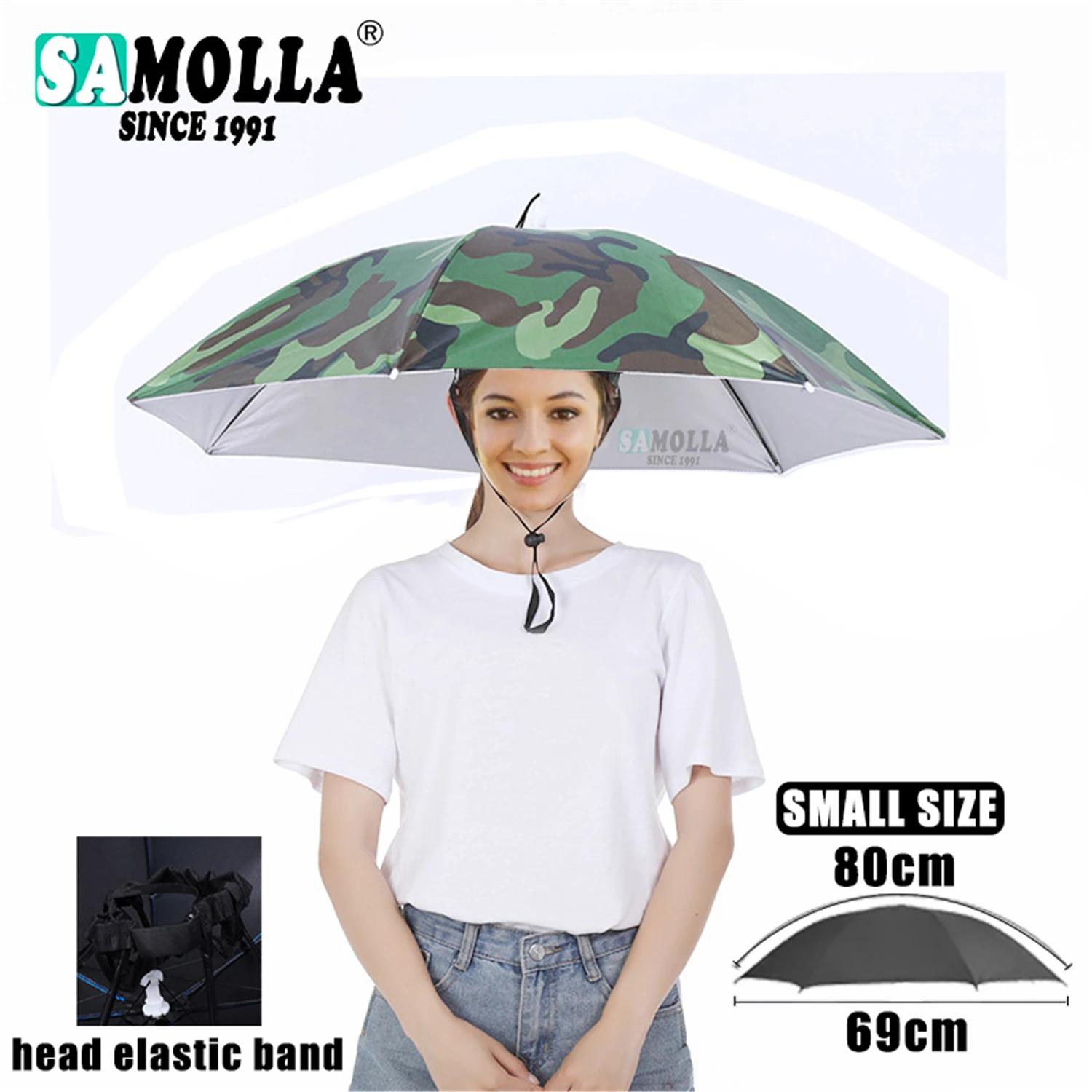 Chapeau parapluie portable armée verte - Protection solaire et pluie pour pêche camping pliable