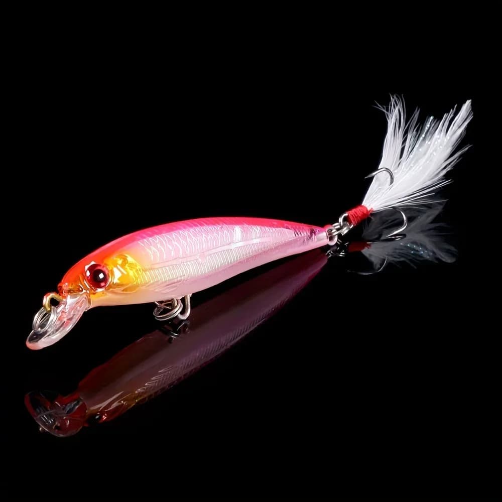 10 leurres artificiels minnow avec plume pour attraper sandre et perche, appâts crankbait 9cm 7g pour pêche rapide