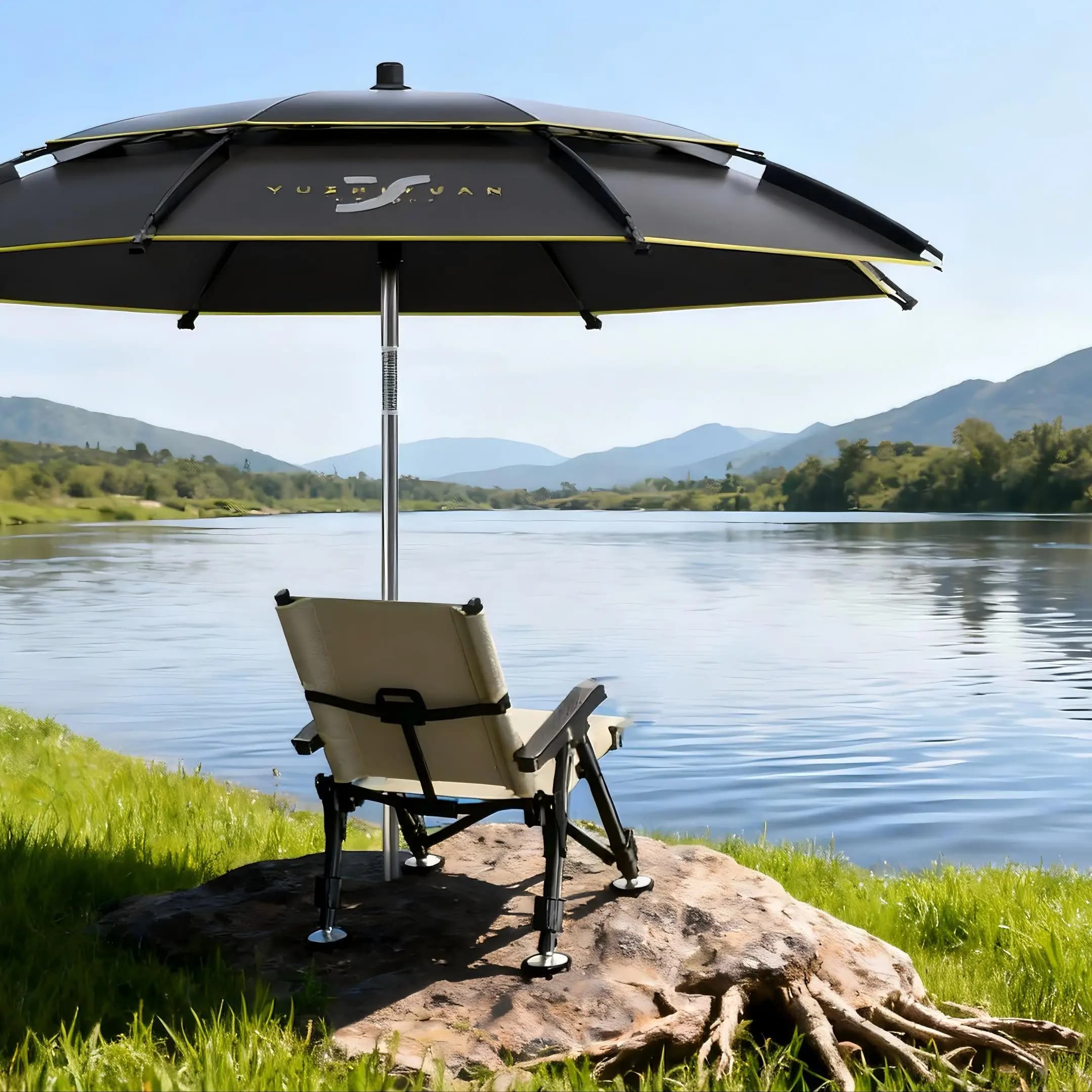 Fauteuil de pêche télescopique pliable complet - Siège portable tous terrains cadeau pêcheur