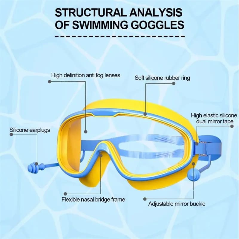 Lunettes de plongée anti-buée professionnelles avec bouchons d'oreilles - Grand champ vision - Piscine