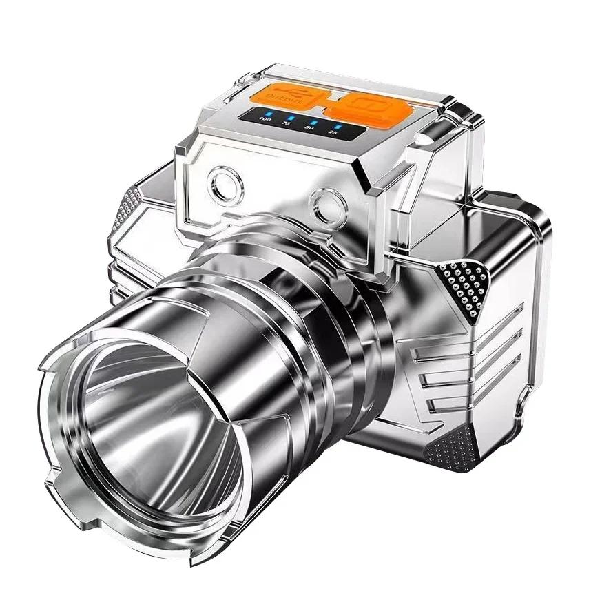 Lampe frontale LED rechargeable super lumineuse étanche pour pêche et chasse nocturne