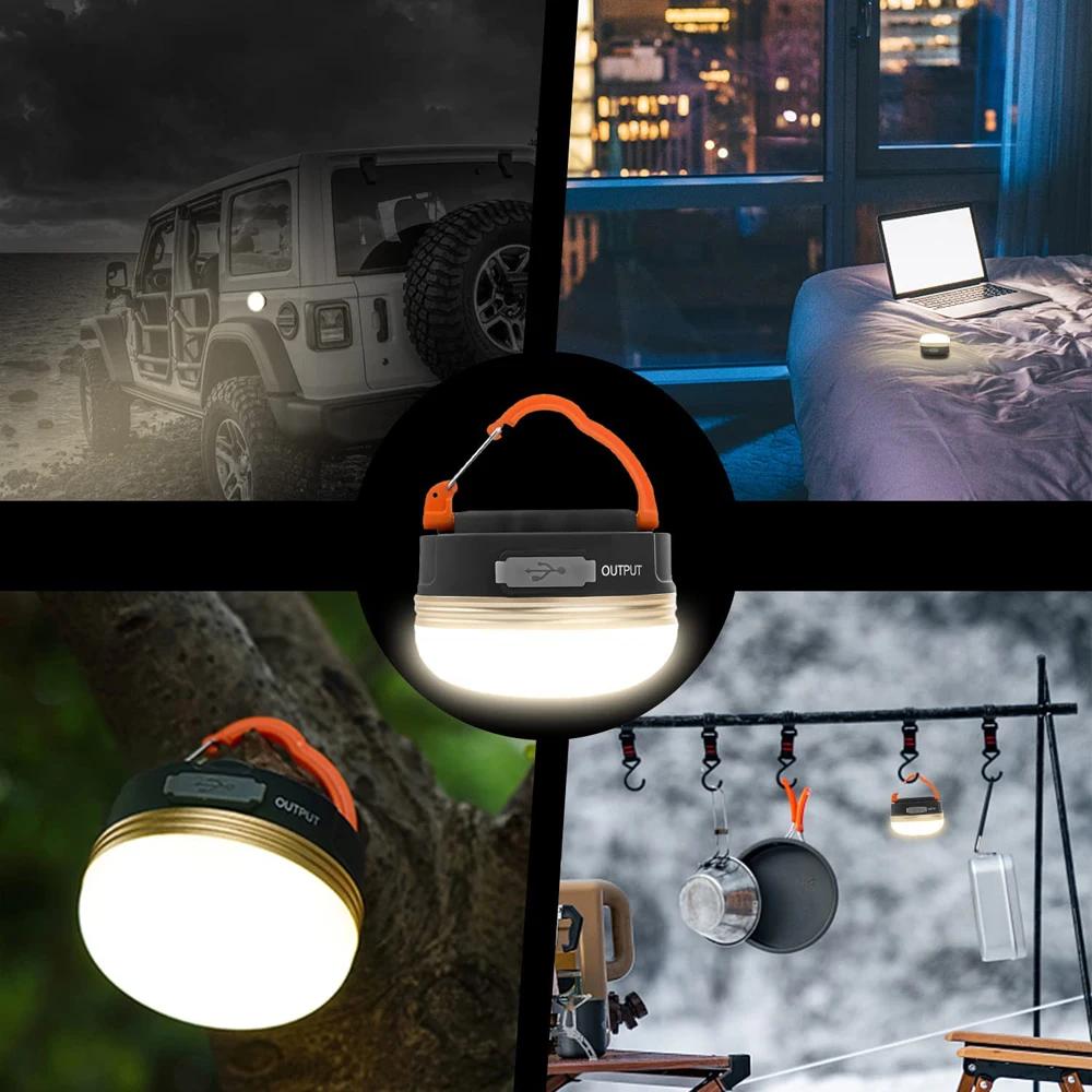 Lampe de camping 10W rechargeable USB 1200mAh pour tente et pêche nocturne extérieure