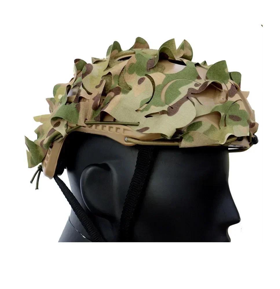 Protection casque FAST 3D camouflage feuilles pêche - Housse laser cut pour chasse sous-marine