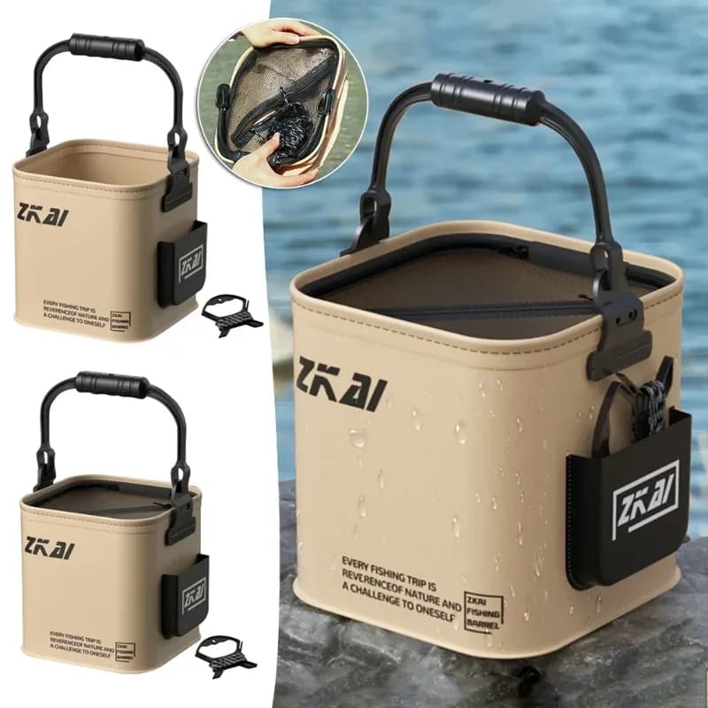 Seau pêche pliant multifonction 8L/13L - Seau camping étanche poignée ergonomique accessoire pêche