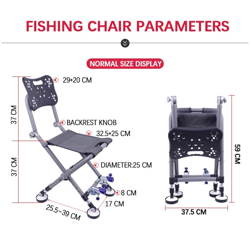 Fauteuil de pêche pliant réglable 180° avec dossier aluminium - Chaise portable pour camping et pêche