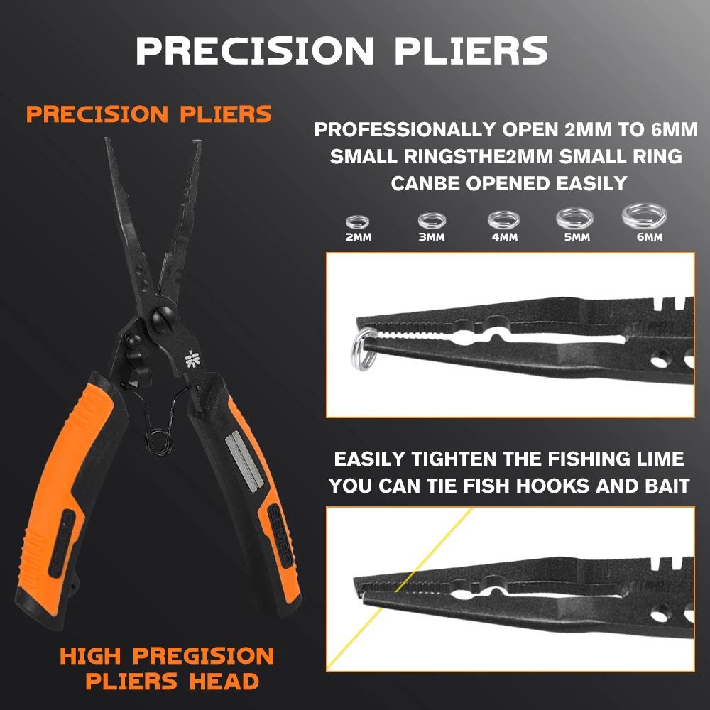 Pinces multifonctions ZUKIBO avec affûteur hameçon - outils pêche inox revêtement PTFE durable