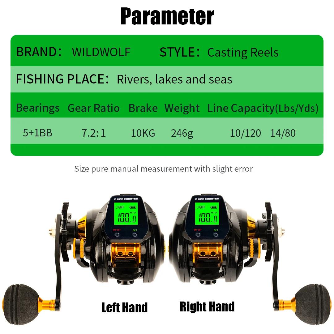 SAMOLLA Baitcasting Fishing Reel Electronic Big Led Screen High Speed 7.2:1 10kg