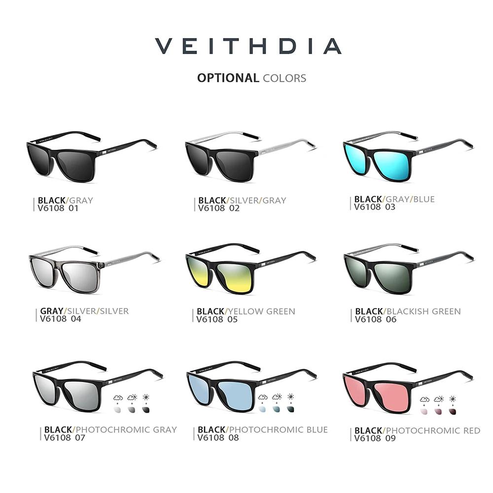 Lunettes de soleil polarisées VEITHDIA rétro pour pêche - Cadre aluminium+TR90 vintage