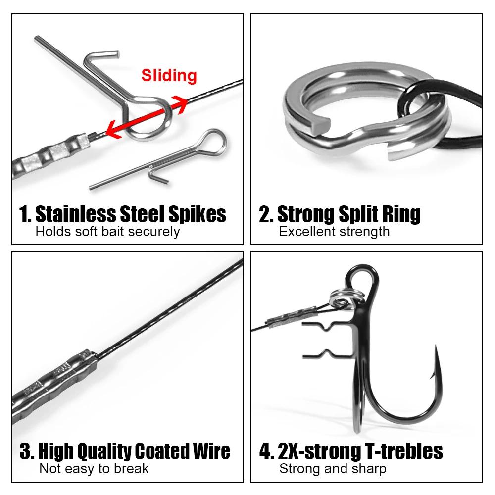 Hameçons Triple Rosewood Acier Haut Carbone T-Treble Spike Stingers #4 à #1/0 pour Eau Douce et Mer