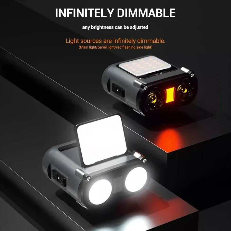 Lampe frontale hibou rotative rechargeable Type-C pour pêche, chasse et vélo avec éclairage LED puissant