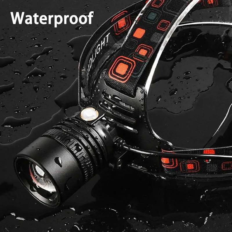 Lampe frontale LED aluminium rechargeable super lumineuse pêche chasse camping lanterne