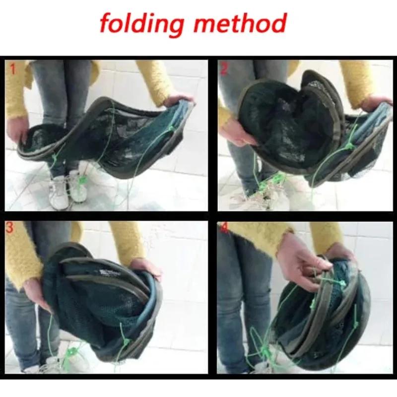 Filet de pêche pliable 80 à 100 cm pour crevettes crabes anguilles avec bouche coulissante et appât